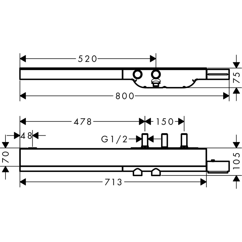 Термостат AXOR ShowerSolutions 800 внешний/скрытый монтаж шлифованный никель  45440000
