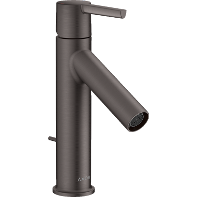 Смеситель для раковины Axor Starck 100, с рычаговой рукояткой, со сливным гарнитуром, 10001340, шлифованный черный хром 