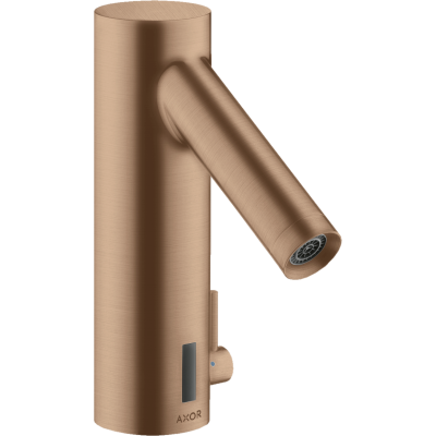 Смеситель для раковины электронный Axor Starck 90, с регулировкой температуры, питание от батареек, 10101310, шлифованное красное золото