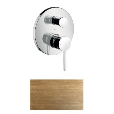 Смеситель для ванны Axor Starck, однорычажный, скрытого монтажа, с плоской рычаговой рукояткой, 10414140, шлифованная бронза