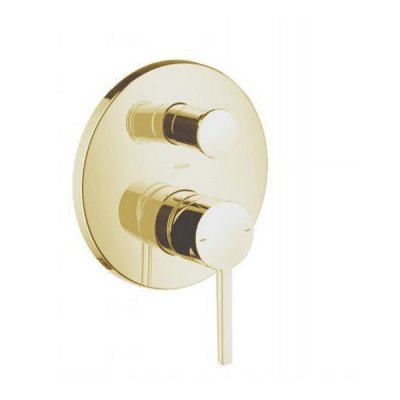 Смеситель для ванны Axor Starck, однорычажный, скрытого монтажа, с плоской рычаговой рукояткой, 10414250, шлифованное золото