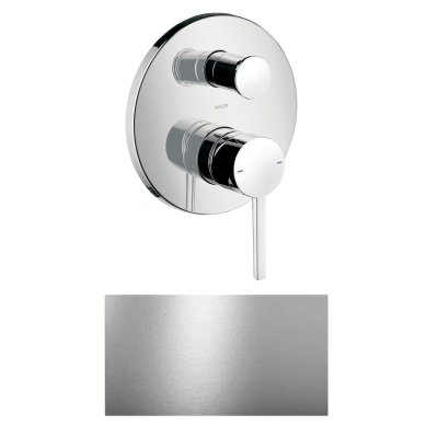 Смеситель для ванны Axor Starck, однорычажный, скрытого монтажа, с плоской рычаговой рукояткой, 10414800, сталь