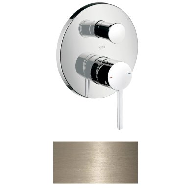 Смеситель для ванны Axor Starck, однорычажный, скрытого монтажа, с плоской рычаговой рукояткой, 10414820, шлифованный никель