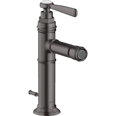 Смеситель для биде Axor Montreux, однорычажный, со сливным гарнитуром, 16526340, шлифованный черный хром 