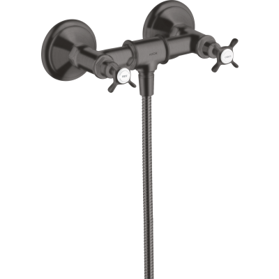 Смеситель для душа Axor Montreux, внешнего монтажа, с 2 крестообразными рукоятками, 16560340, шлифованный черный хром 