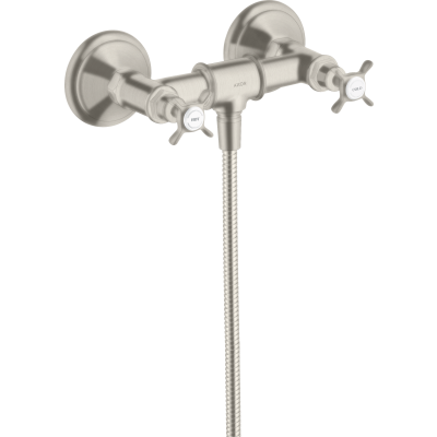 Смеситель для душа Axor Montreux, внешнего монтажа, с 2 крестообразными рукоятками, 16560800, сталь