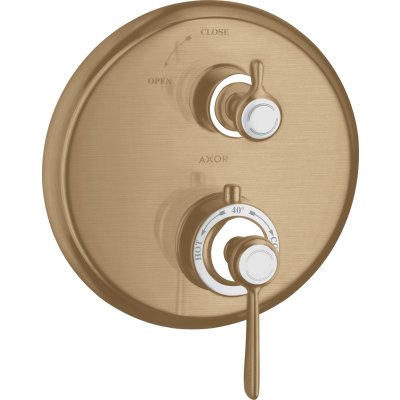 Термостат Axor Montreux, с запорным вентилем, с рычаговой рукояткой, 16801140, шлифованная бронза
