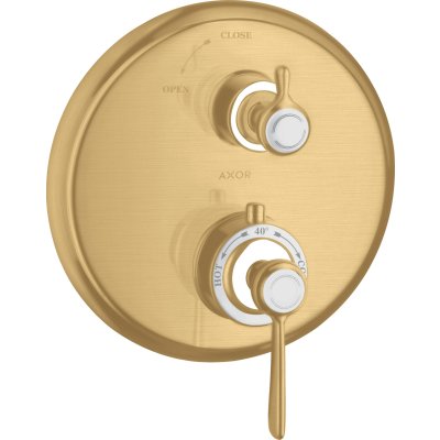 Термостат Axor Montreux, с запорным вентилем, с рычаговой рукояткой, 16801250, шлифованное золото