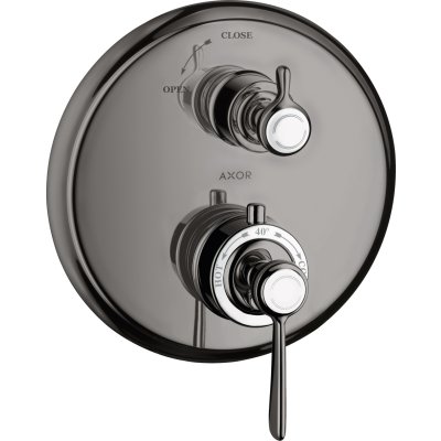 Термостат Axor Montreux, с запорным вентилем, с рычаговой рукояткой, 16801330, полированный черный хром 