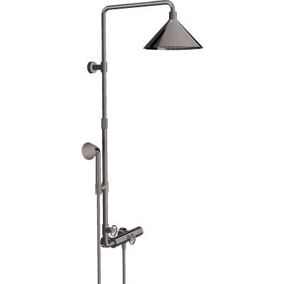 Душевая система Axor Showerpipe Front SHP, с термостатом и верхним душем, 240, 2 jet, 26020330, полированный черный хром 