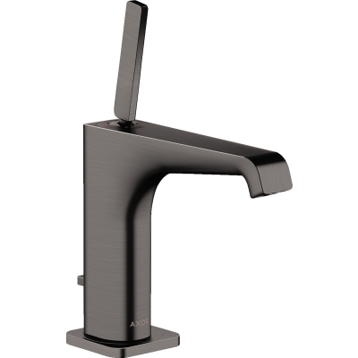 Смеситель для раковины Axor Citterio E, 130, однорычажный, со сливным гарнитуром, 36100340, шлифованный черный хром 
