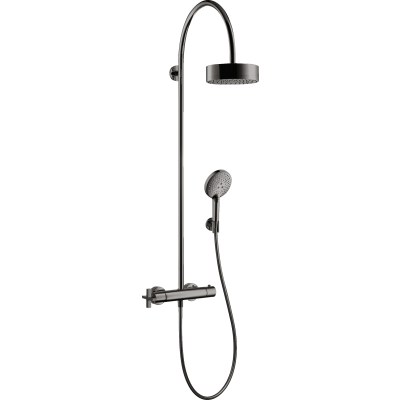 Душевая система Showerpipe Axor Citterio, с термостатом и верхним душем 180 1jet, 39670330, полированный черный хром 