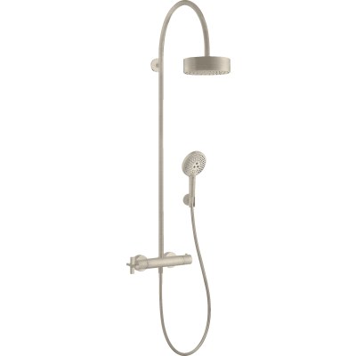 Душевая система Showerpipe Axor Citterio, с термостатом и верхним душем 180 1jet, 39670820, шлифованный никель