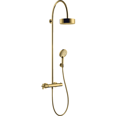 Душевая система Showerpipe Axor Citterio, с термостатом и верхним душем 180 1jet, 39670990, полированное золото