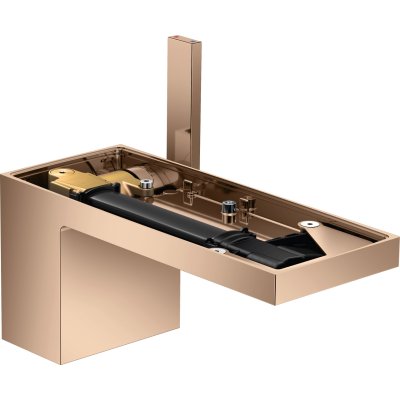 Смеситель для раковины Axor MyEdition, 70, без панели, однорычажный, со сливным клапаном Push-Open, 47012300, полированное красное золото 