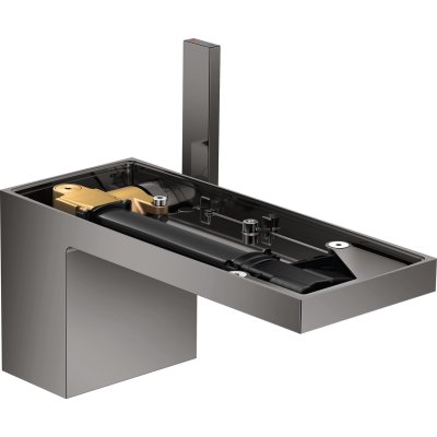 Смеситель для раковины Axor MyEdition, 70, без панели, однорычажный, со сливным клапаном Push-Open, 47012330, полированный черный хром 