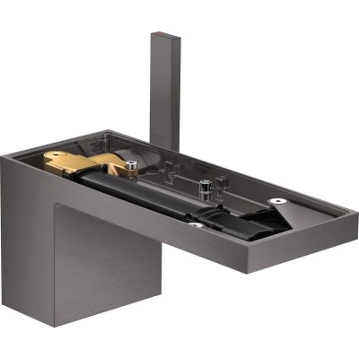 Смеситель для раковины Axor MyEdition, 70, без панели, однорычажный, со сливным клапаном Push-Open, 47012340, шлифованный черный хром 