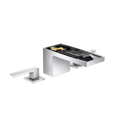 Смеситель для раковины AXOR MyEdition на 3 отверстия 70 со сливным клапаном Push-Open с алмазной огранкой  47052000