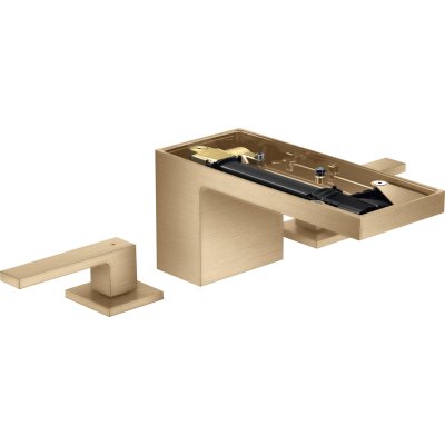 Смеситель Axor MyEdition, 70, без панели, на 3 отверстия, со сливным клапаном Push-Open, с алмазной огранкой, 47052140, шлифованная бронза