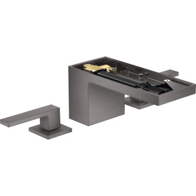 Смеситель Axor MyEdition, 70, без панели, на 3 отверстия, со сливным клапаном Push-Open, с алмазной огранкой, 47052340, шлифованный черный хром 