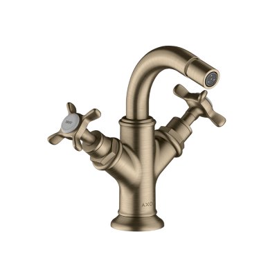 Смеситель для биде AXOR Montreux с двумя рукоятками со сливным гарнитуром шлифованный никель  16520820