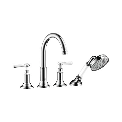 Смеситель AXOR Montreux на край ванны на 4 отверстия с рычаговыми рукоятками шлифованный никель  16550000