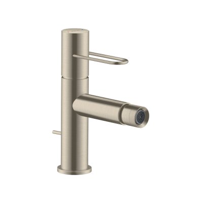 Смеситель для биде AXOR Uno с рукояткой петлей со сливным гарнитуром шлифованный никель  38211820