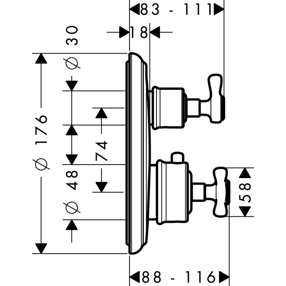 Термостат AXOR Massaud запорный вентиль переключатель потоков для скрытого монтажа хром  16820820