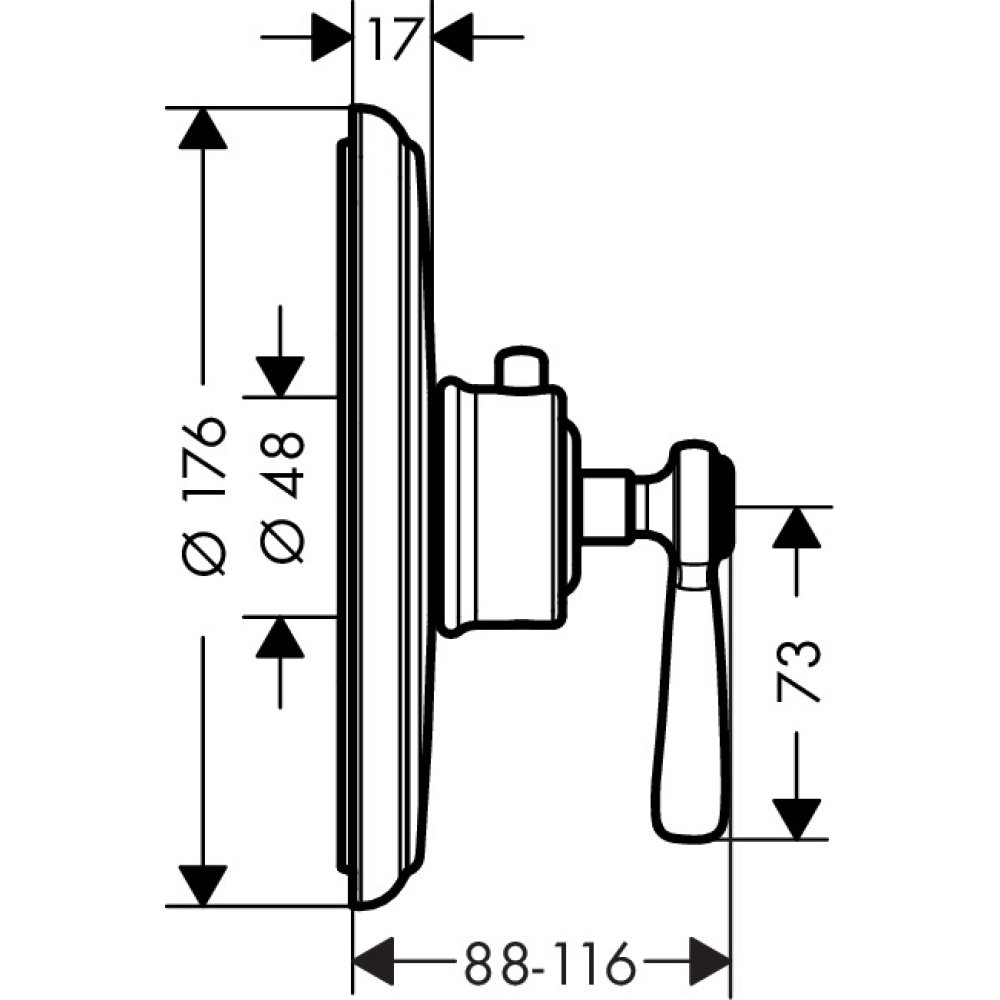 Термостат AXOR Carlton Highflow с крестовой рукояткой для скрытого монтажа хром  16824820