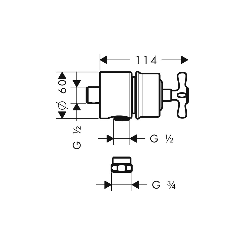 AXOR Carlton Fixfit Stop шланговое подсоединение с крестовой рукояткой 1/2  хром  16882820