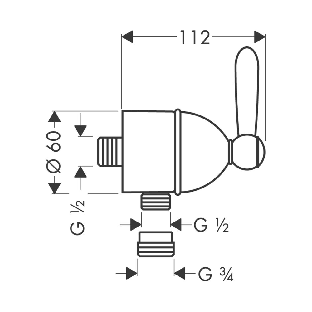 AXOR Carlton Fixfit Stop шланговое подсоединение с рычаговой рукояткой 1/2  хром и золото  17882000