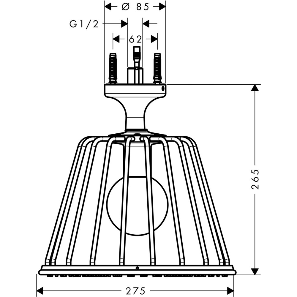 Верхний душ AXOR Lampshower/Nendo 1jet с потолочным подсоединением хром  26032000