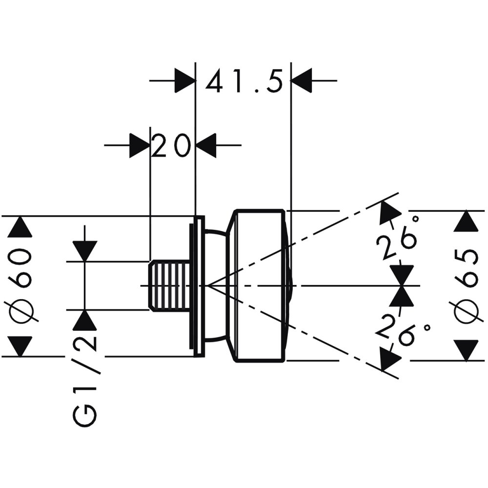 Боковая форсунка 1jet круглая AXOR 1/2  хром  28464000
