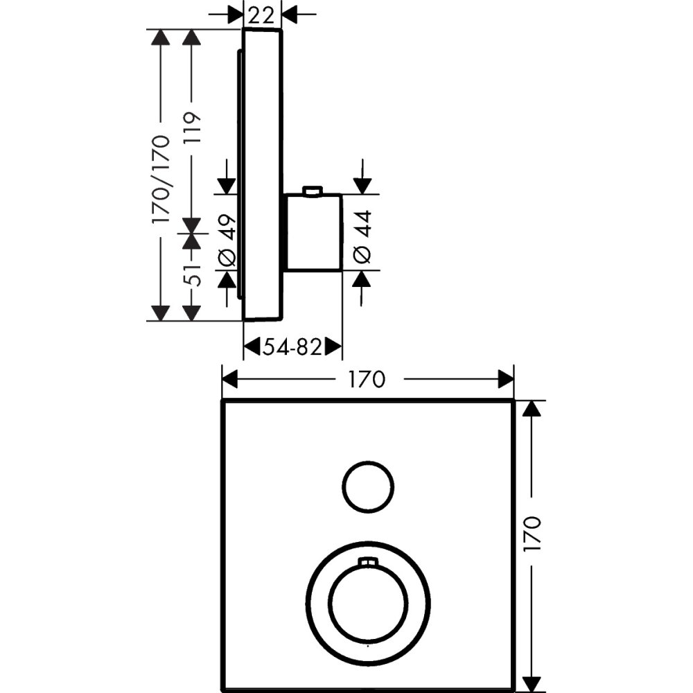 Термостат AXOR ShowerSelect для 1 потребителя для скрытого монтажа круглый хром  36714000